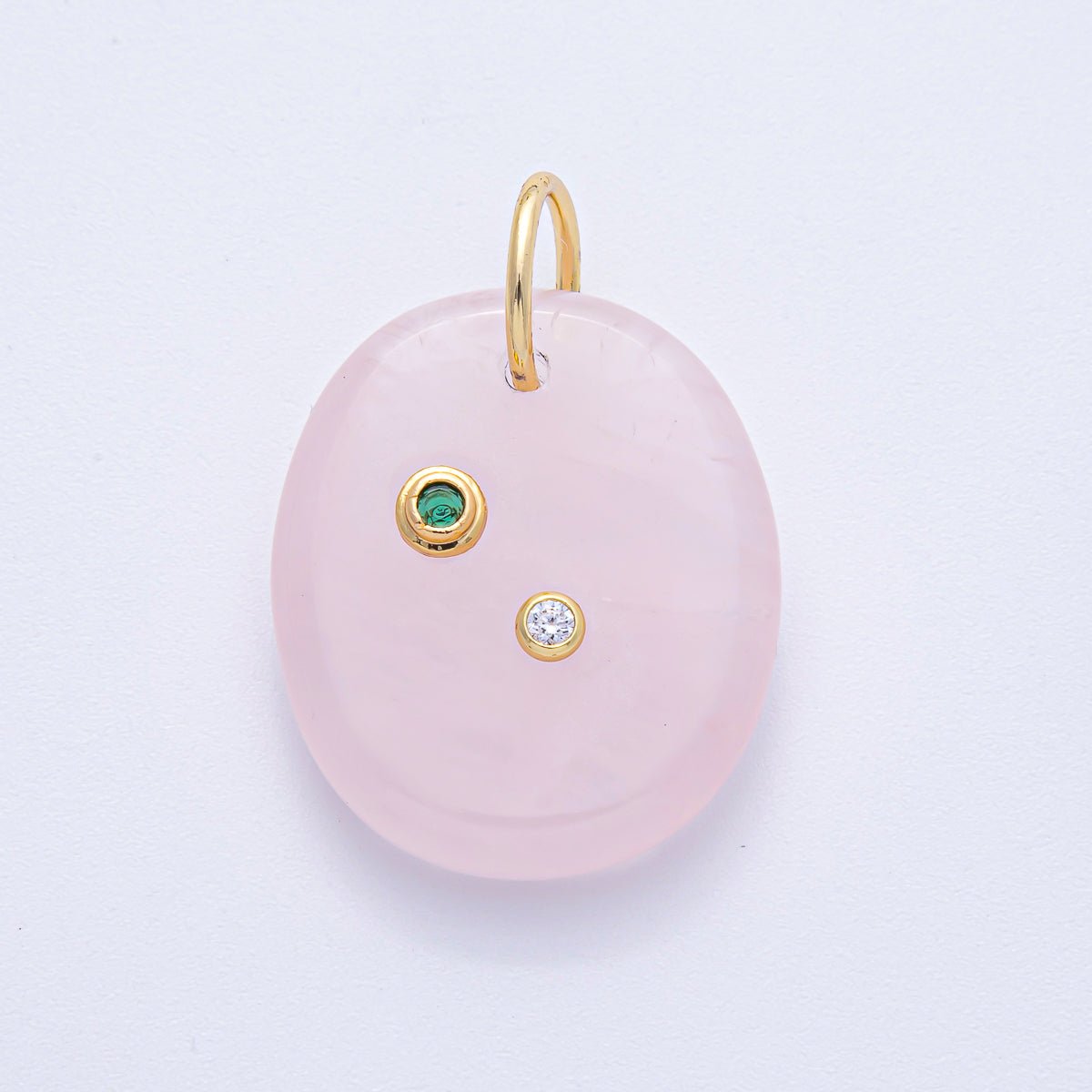 18K Gold Filled 30mm Multicolor CZ Embedded Gemstone Oval Charm | AK060 - AK062