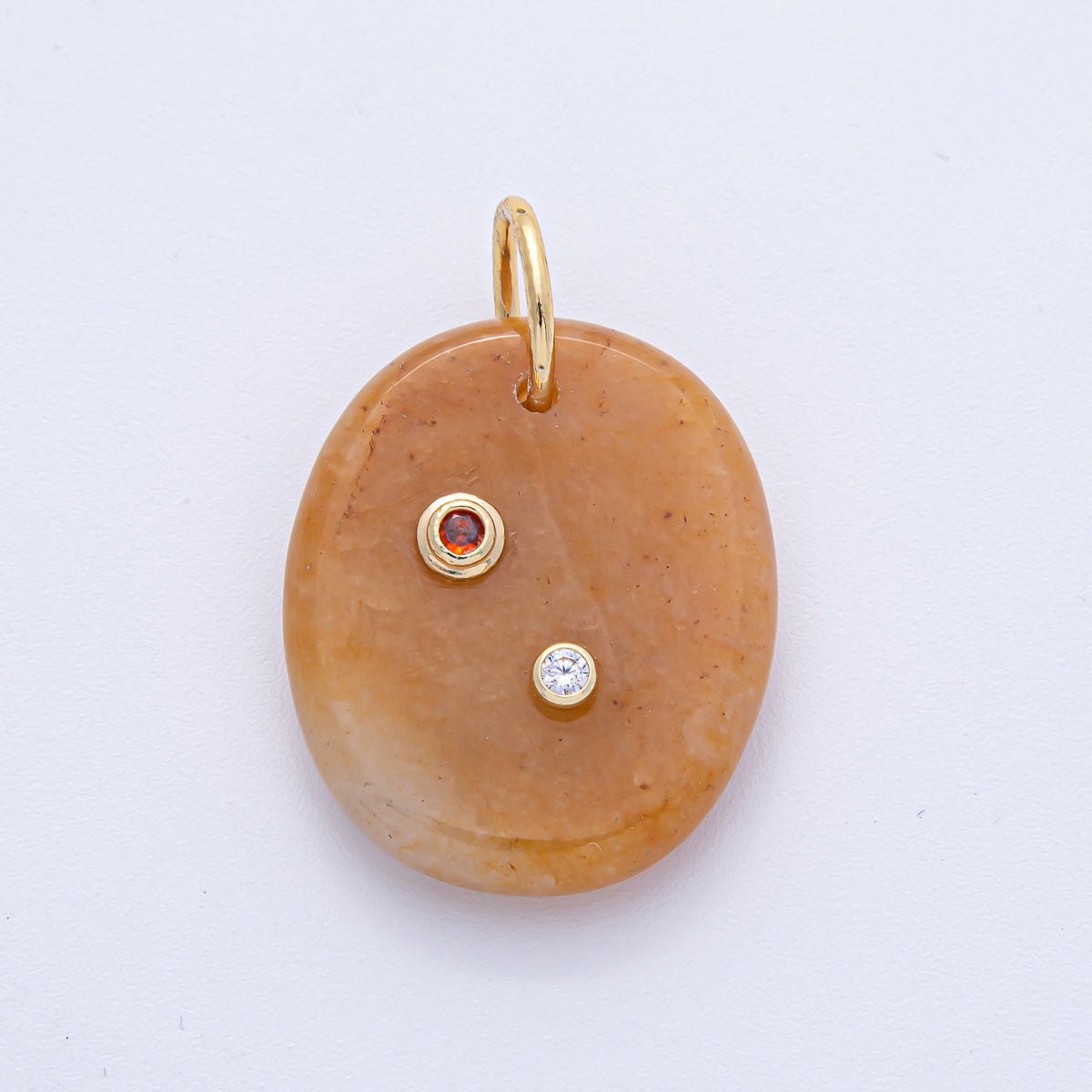 18K Gold Filled 30mm Multicolor CZ Embedded Gemstone Oval Charm | AK060 - AK062