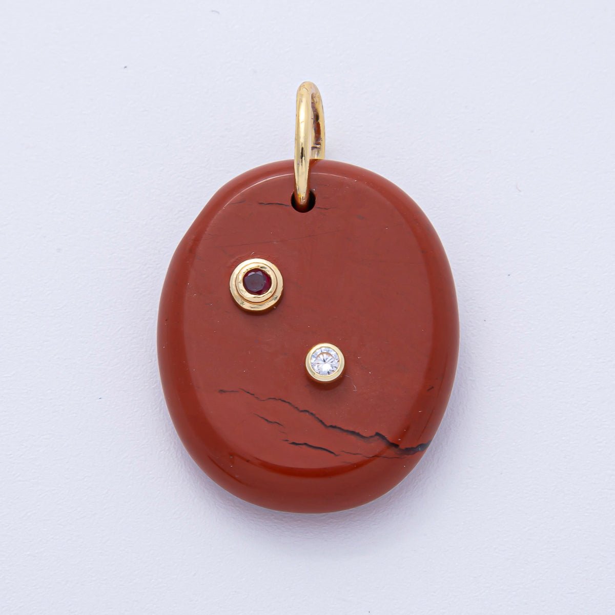 18K Gold Filled 30mm Multicolor CZ Embedded Gemstone Oval Charm | AK060 - AK062