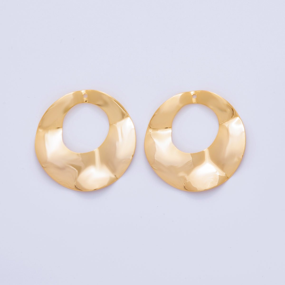 18K Gold Filled 33.5mm Hammered Round Donut Thin Charm Finding | Z1177