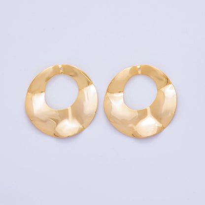 18K Gold Filled 33.5mm Hammered Round Donut Thin Charm Finding | Z1177
