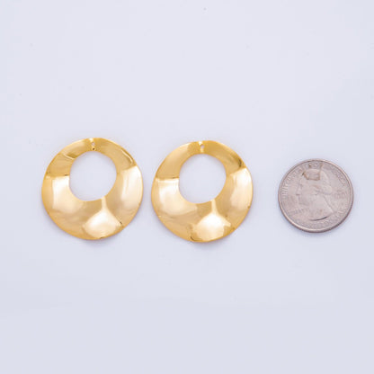 18K Gold Filled 33.5mm Hammered Round Donut Thin Charm Finding | Z1177