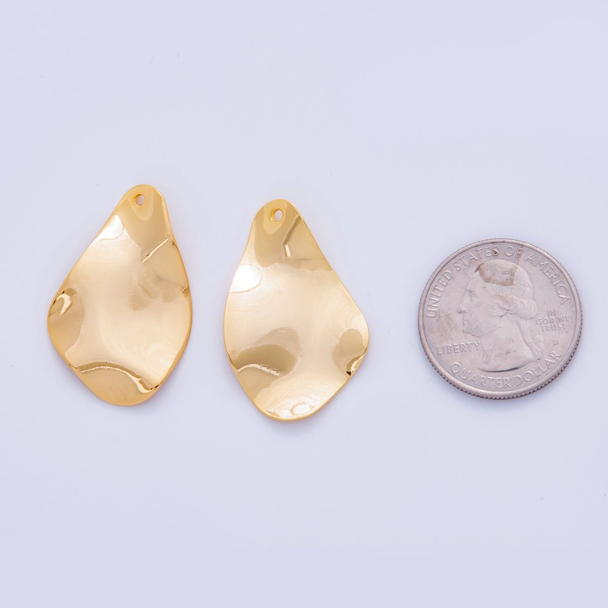 18K Gold Filled 33mm Geometric Hammered Abstract Charm Finding | Z1173