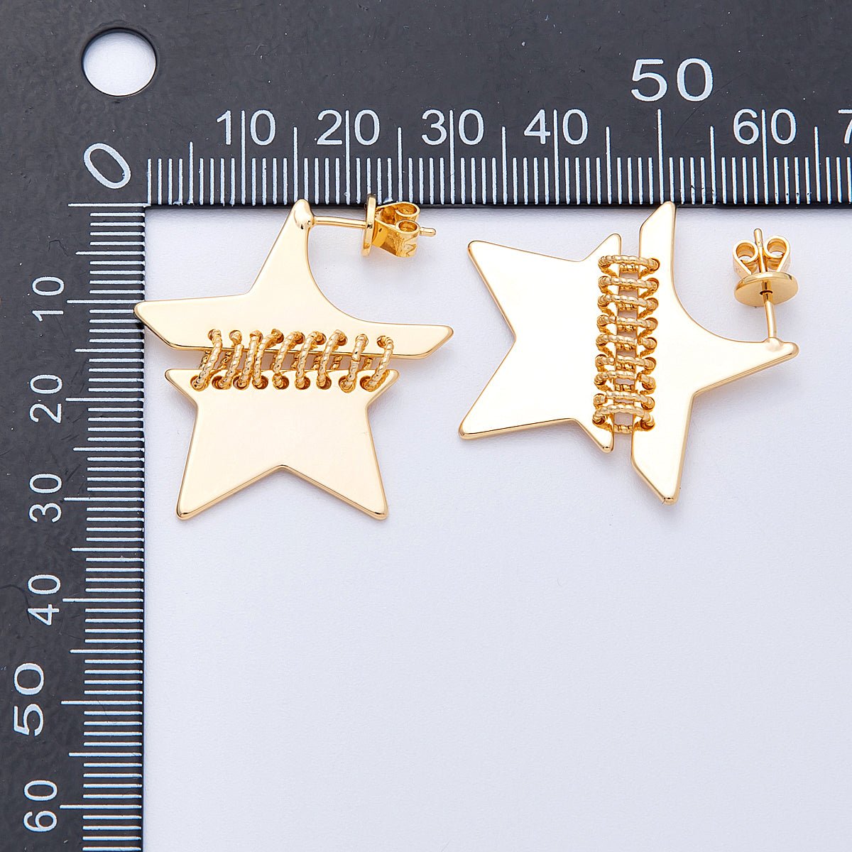 18K Gold Filled 33mm Minimalist Celestial Star Fringe Drop Studs | Earrings-00196