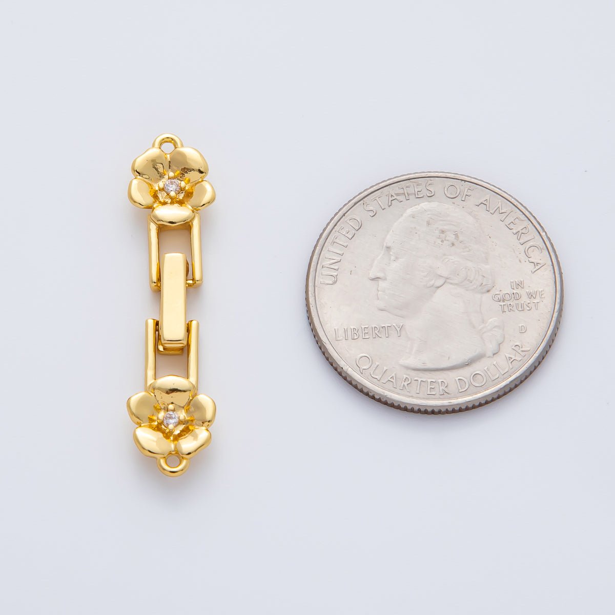 18K Gold Filled 34mm Clear CZ Flower Fold-Over Clasps Closure Finding in Gold &amp; Silver | Z1455