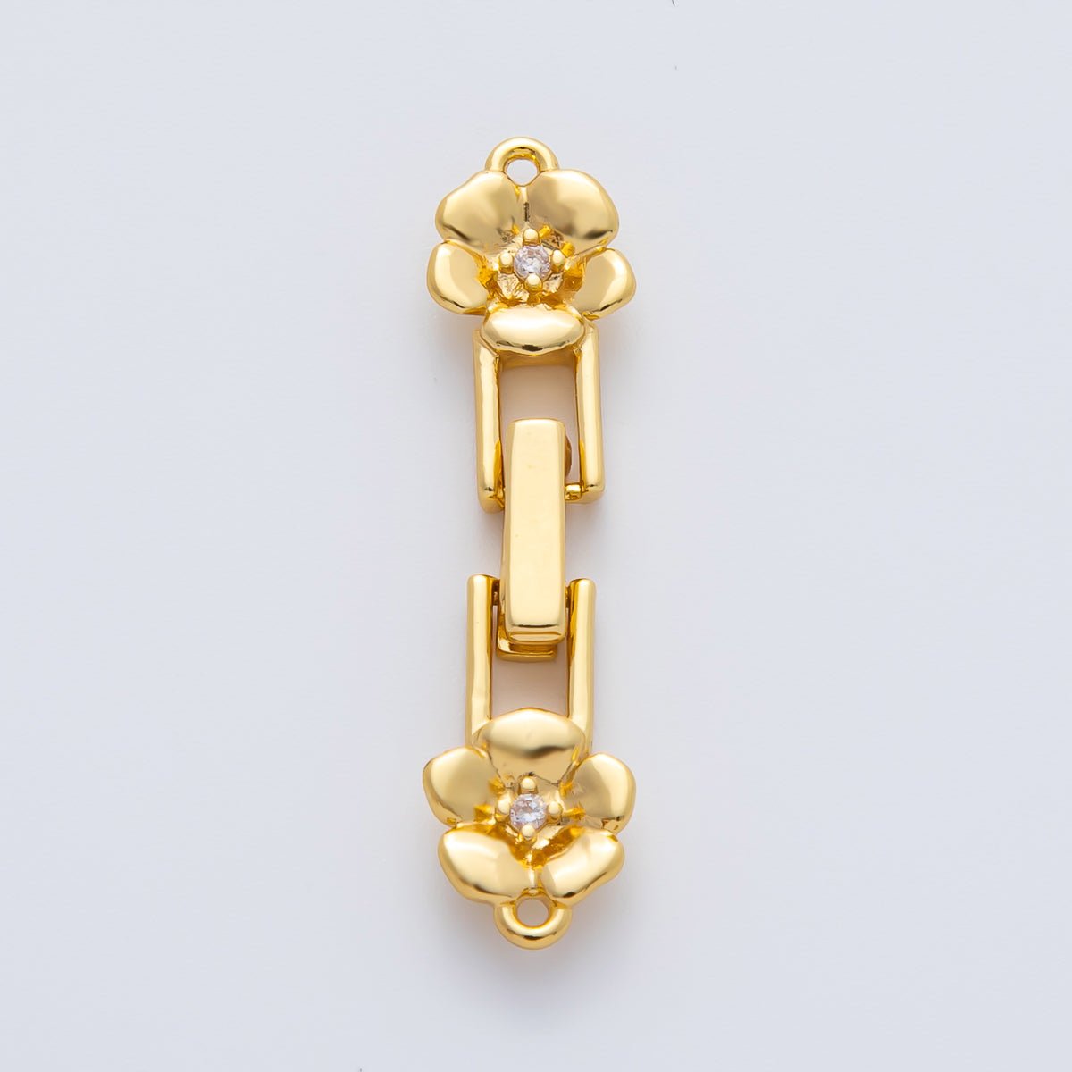 18K Gold Filled 34mm Clear CZ Flower Fold-Over Clasps Closure Finding in Gold &amp; Silver | Z1455