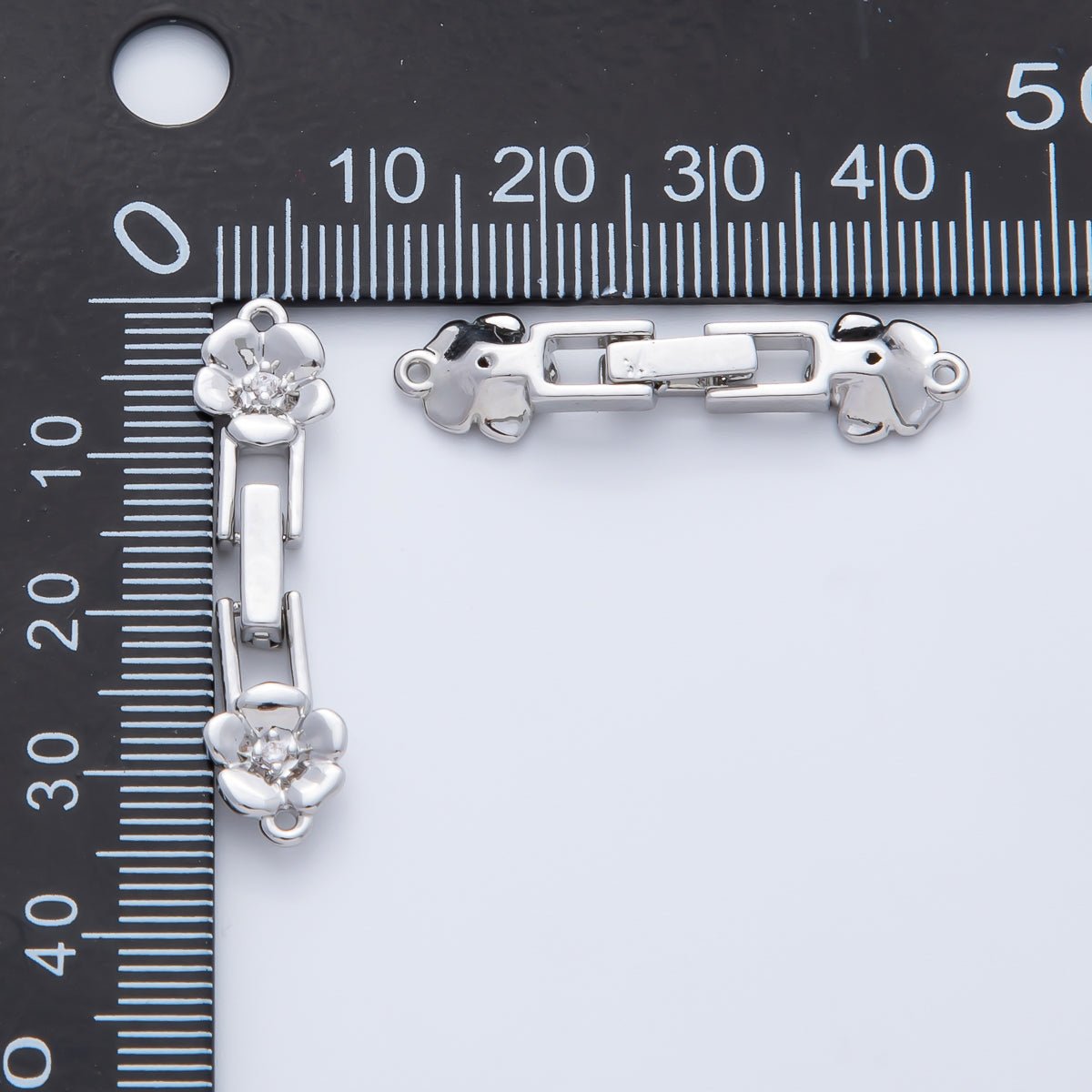 18K Gold Filled 34mm Clear CZ Flower Fold-Over Clasps Closure Finding in Gold &amp; Silver | Z1455