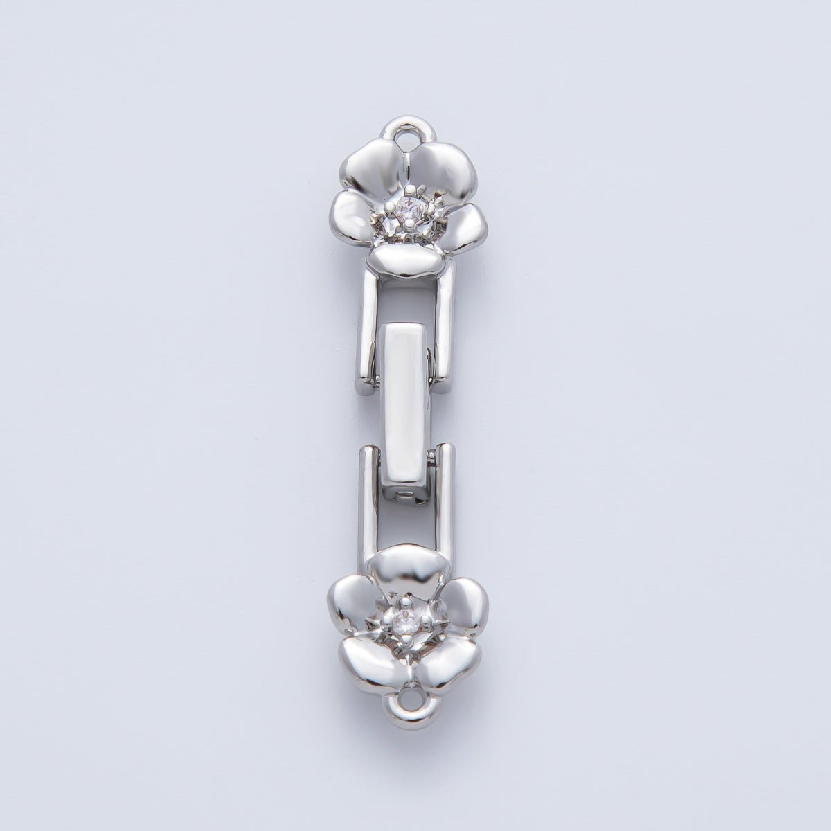 18K Gold Filled 34mm Clear CZ Flower Fold-Over Clasps Closure Finding in Gold &amp; Silver | Z1455