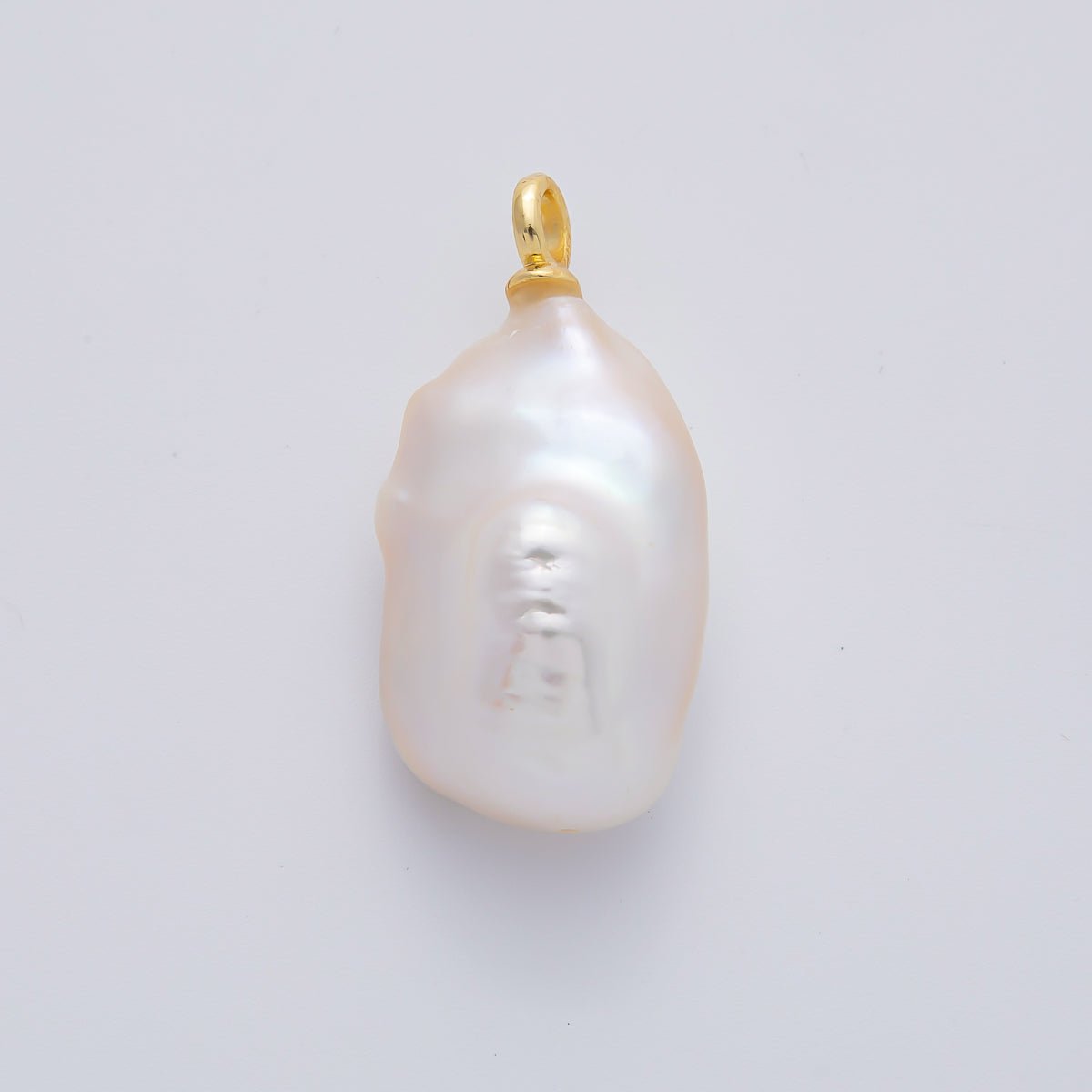 18K Gold Filled 34mm Freshwater Rectangle Baroque Pearl Charm | AF637