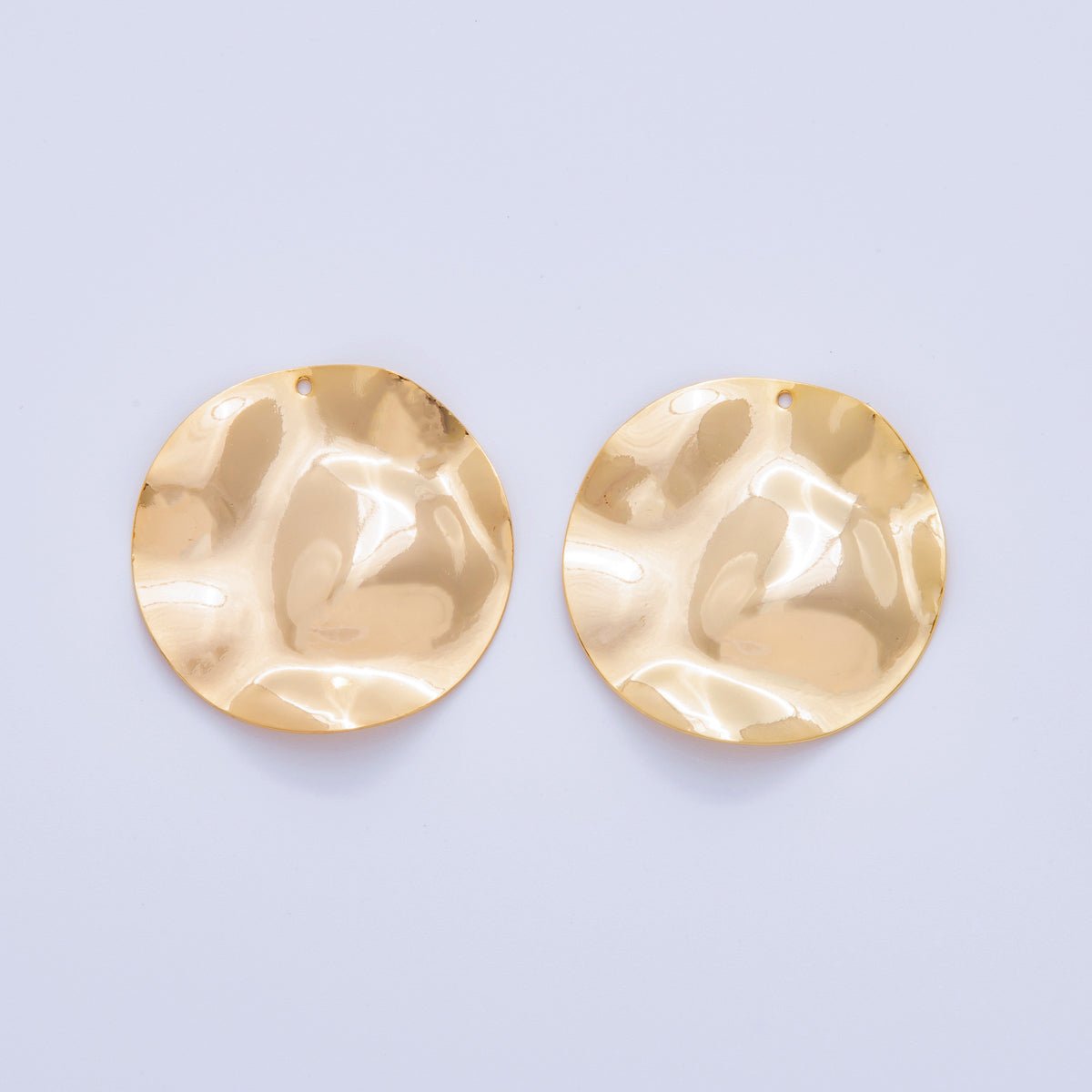 18K Gold Filled  34mm Hammered Round Thin Charm Finding | Z1185