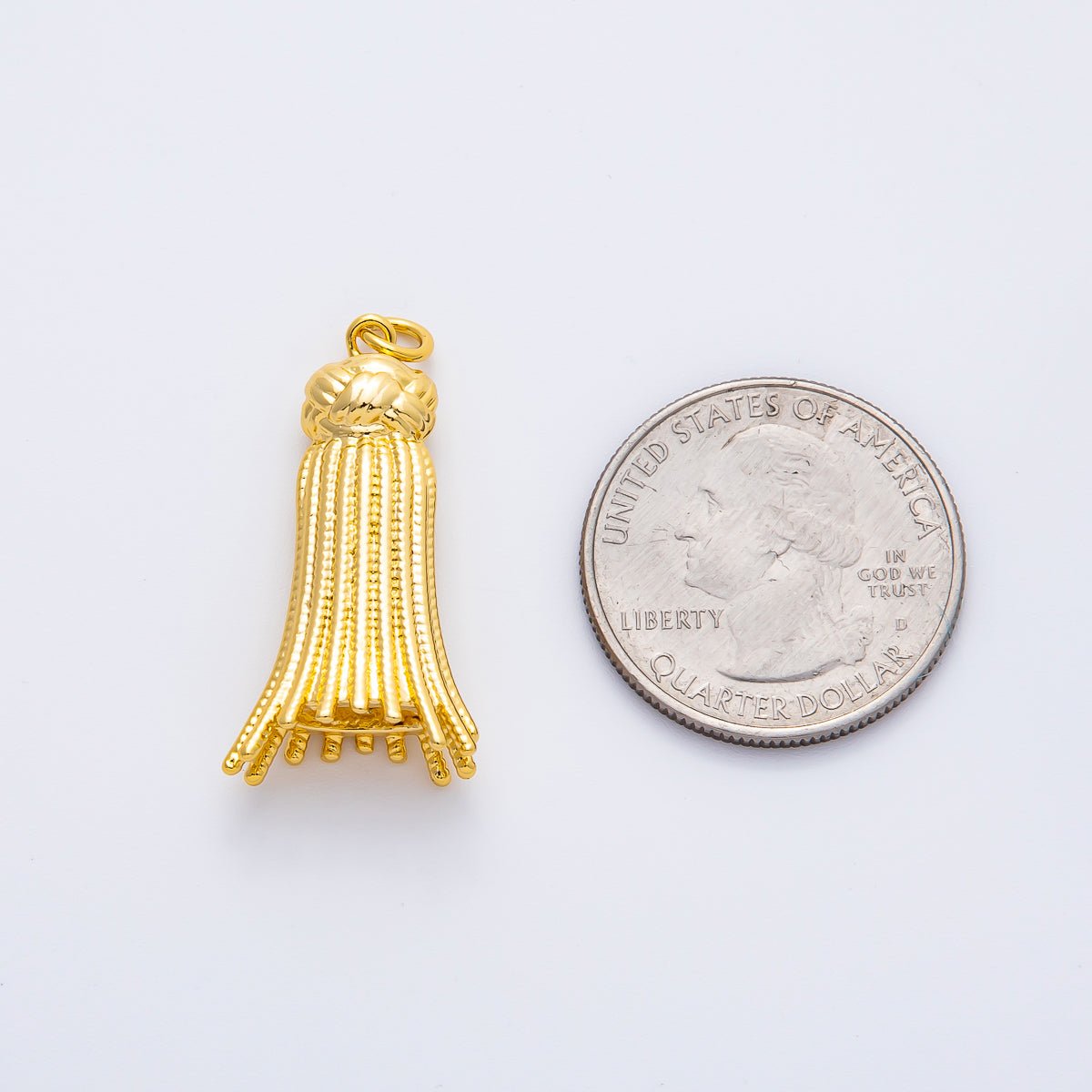 18K Gold Filled 34mm Knot Tassel 3D Multidimensional Charm Fringe Jewelry | AF1376