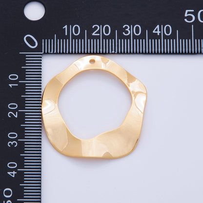 18K Gold Filled  35.5mm Hammered Abstract Donut Thin Charm Finding | Z1184