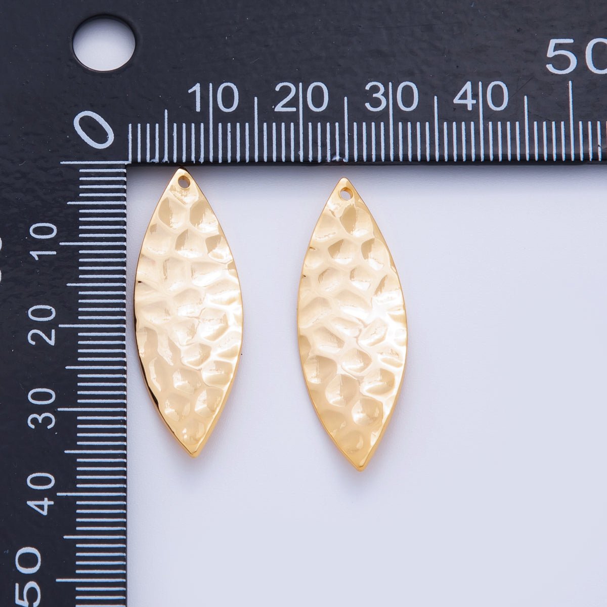 18K Gold Filled 35mm Dotted Hammered Sphere Thin Charm Finding | Z1180