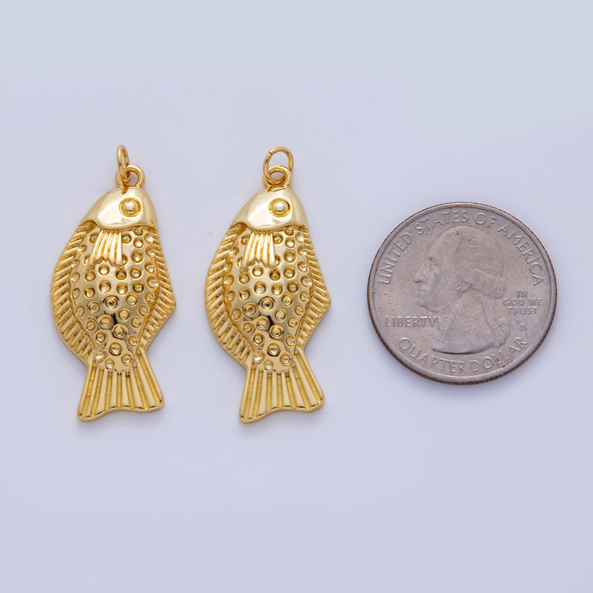18K Gold Filled 35mm Multidimensional Textured Fish in Gold &amp; Silver | AF329