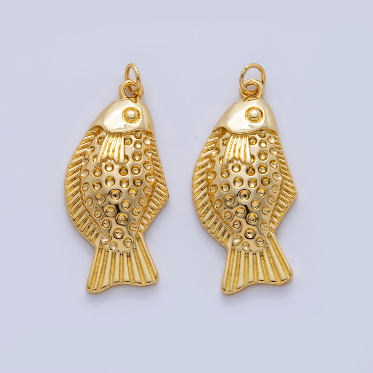 18K Gold Filled 35mm Multidimensional Textured Fish in Gold &amp; Silver | AF329