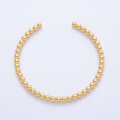 18K Gold Filled 3.5mm Round Beaded Bubble Cuff Bracelet | WA-3861