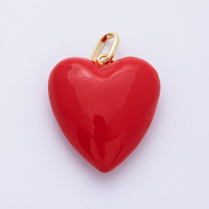18K Gold Filled 35mm Yellow, Red Enamel Chubby Heart Charm | H138 H100
