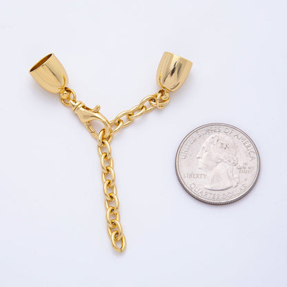 18K Gold Filled 36mm Chain Extender with Smooth Round Cone Cap Clasp Cover Finding | Z1365