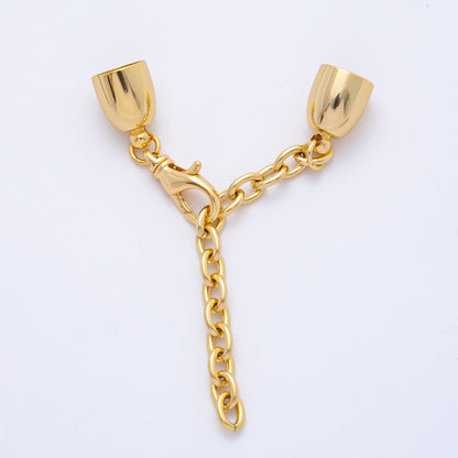18K Gold Filled 36mm Chain Extender with Smooth Round Cone Cap Clasp Cover Finding | Z1365