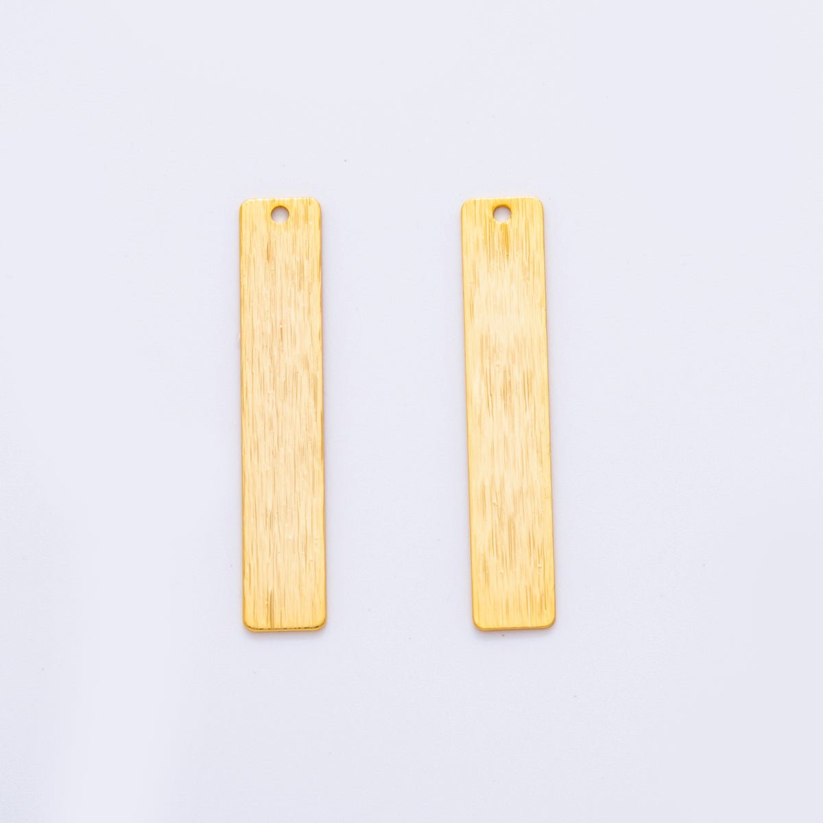 18K Gold Filled 36mm Lined Rectangular Bar Thin Charm Finding | Z1172