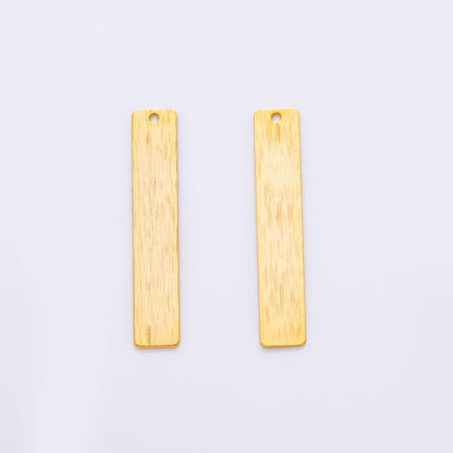 18K Gold Filled 36mm Lined Rectangular Bar Thin Charm Finding | Z1172