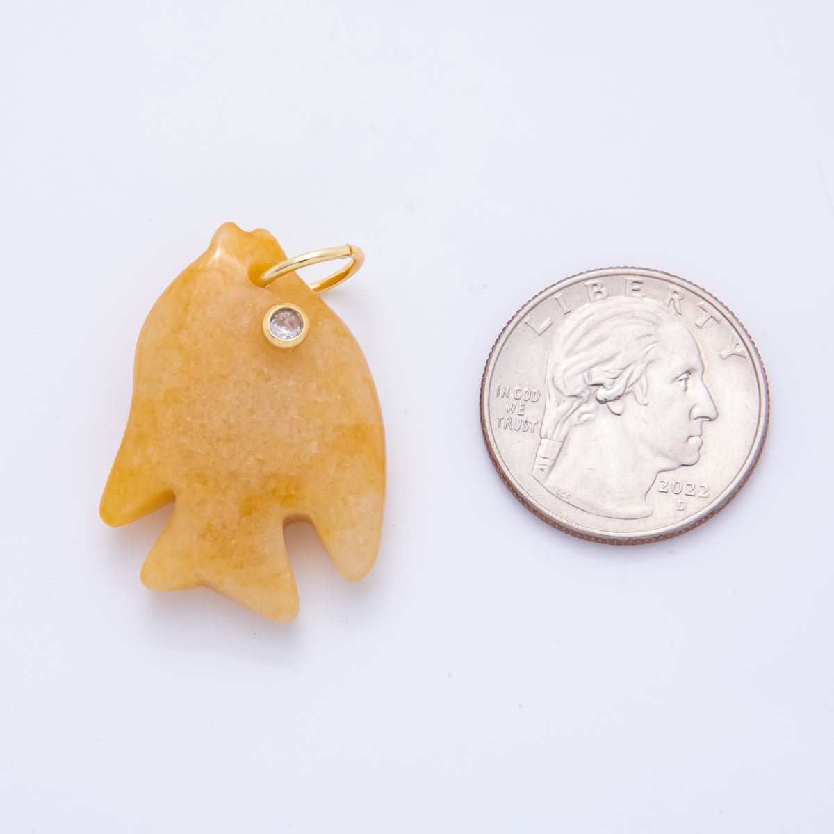 18K Gold Filled 36mm Topaz, Quartz, Aventurine Candy Bubbly Fish Gemstone Charm | AH882 AH883