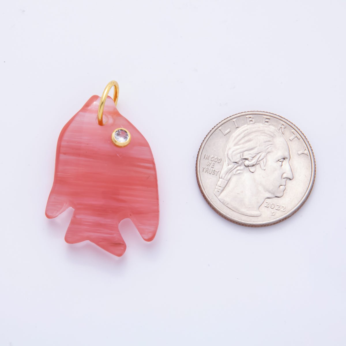 18K Gold Filled 36mm Topaz, Quartz, Aventurine Candy Bubbly Fish Gemstone Charm | AH882 AH883