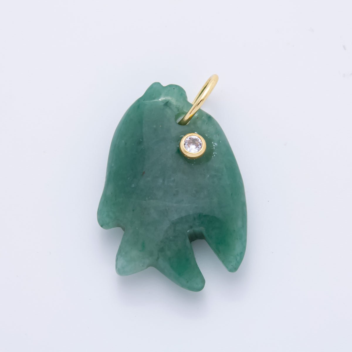 18K Gold Filled 36mm Topaz, Quartz, Aventurine Candy Bubbly Fish Gemstone Charm | AH882 AH883