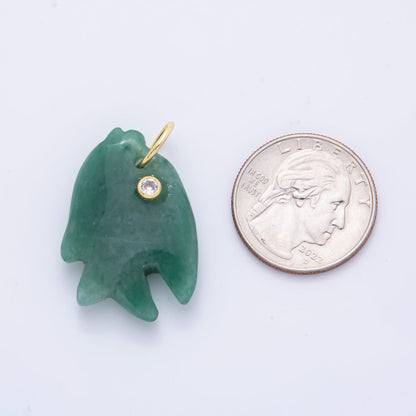 18K Gold Filled 36mm Topaz, Quartz, Aventurine Candy Bubbly Fish Gemstone Charm | AH882 AH883