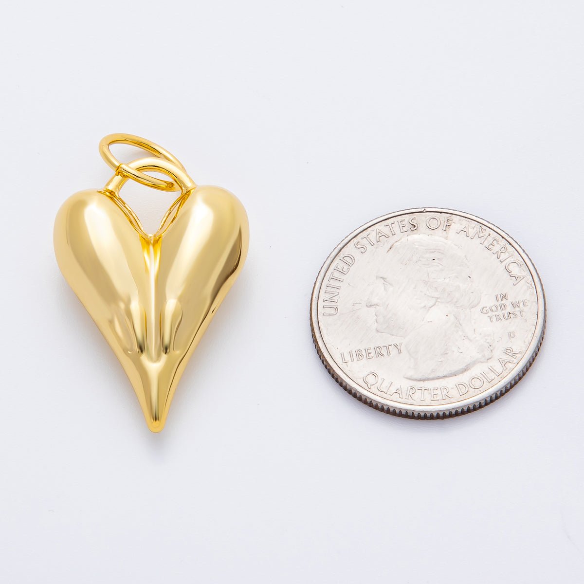 18K Gold Filled 37.5mm Minimalist Chubby Padlock Heart Charm | AF1351