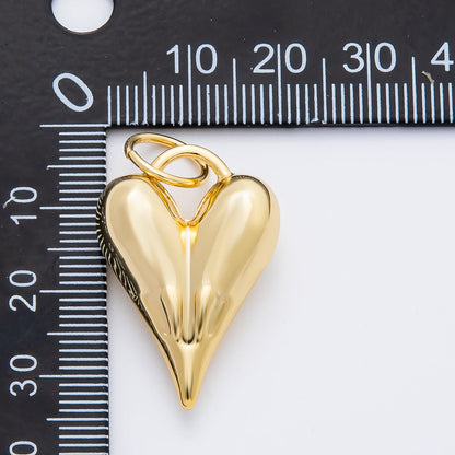 18K Gold Filled 37.5mm Minimalist Chubby Padlock Heart Charm | AF1351