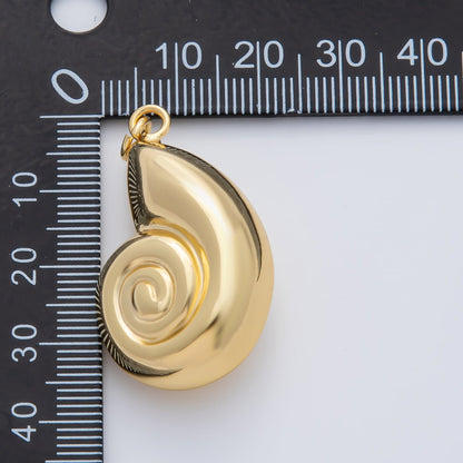 18K Gold Filled 37mm Clam Sea Shell 3D Multidimensional Charm | AF1408