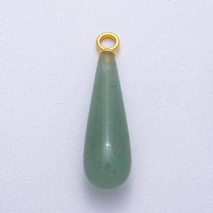 18K Gold Filled 37mm Multicolor Natural Gemstone Long Teardrop Pendant | Charms-00522 ~ Charms-00529
