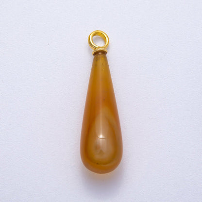 18K Gold Filled 37mm Multicolor Natural Gemstone Long Teardrop Pendant | Charms-00522 ~ Charms-00529