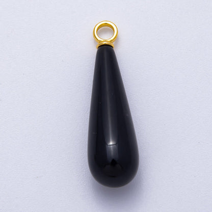 18K Gold Filled 37mm Multicolor Natural Gemstone Long Teardrop Pendant | Charms-00522 ~ Charms-00529