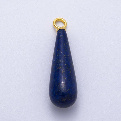 18K Gold Filled 37mm Multicolor Natural Gemstone Long Teardrop Pendant | Charms-00522 ~ Charms-00529