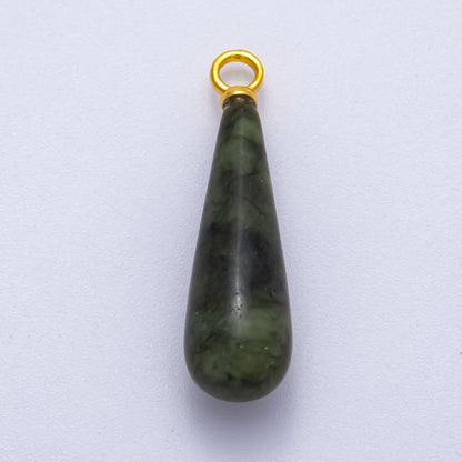 18K Gold Filled 37mm Multicolor Natural Gemstone Long Teardrop Pendant | Charms-00522 ~ Charms-00529