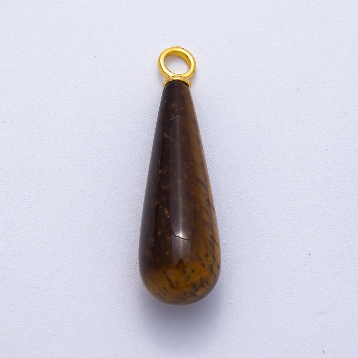 18K Gold Filled 37mm Multicolor Natural Gemstone Long Teardrop Pendant | Charms-00522 ~ Charms-00529