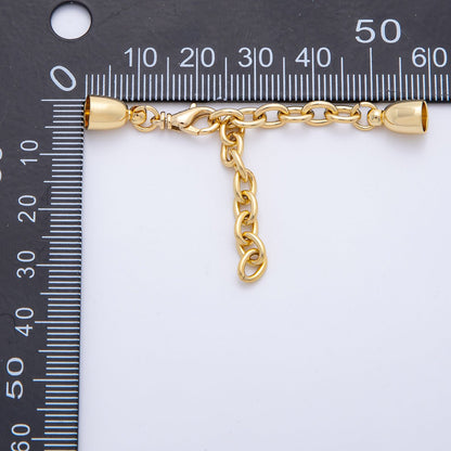 18K Gold Filled 38mm Chain Extender with Flat Dome Cap Clasp Cover Finding | Z1369