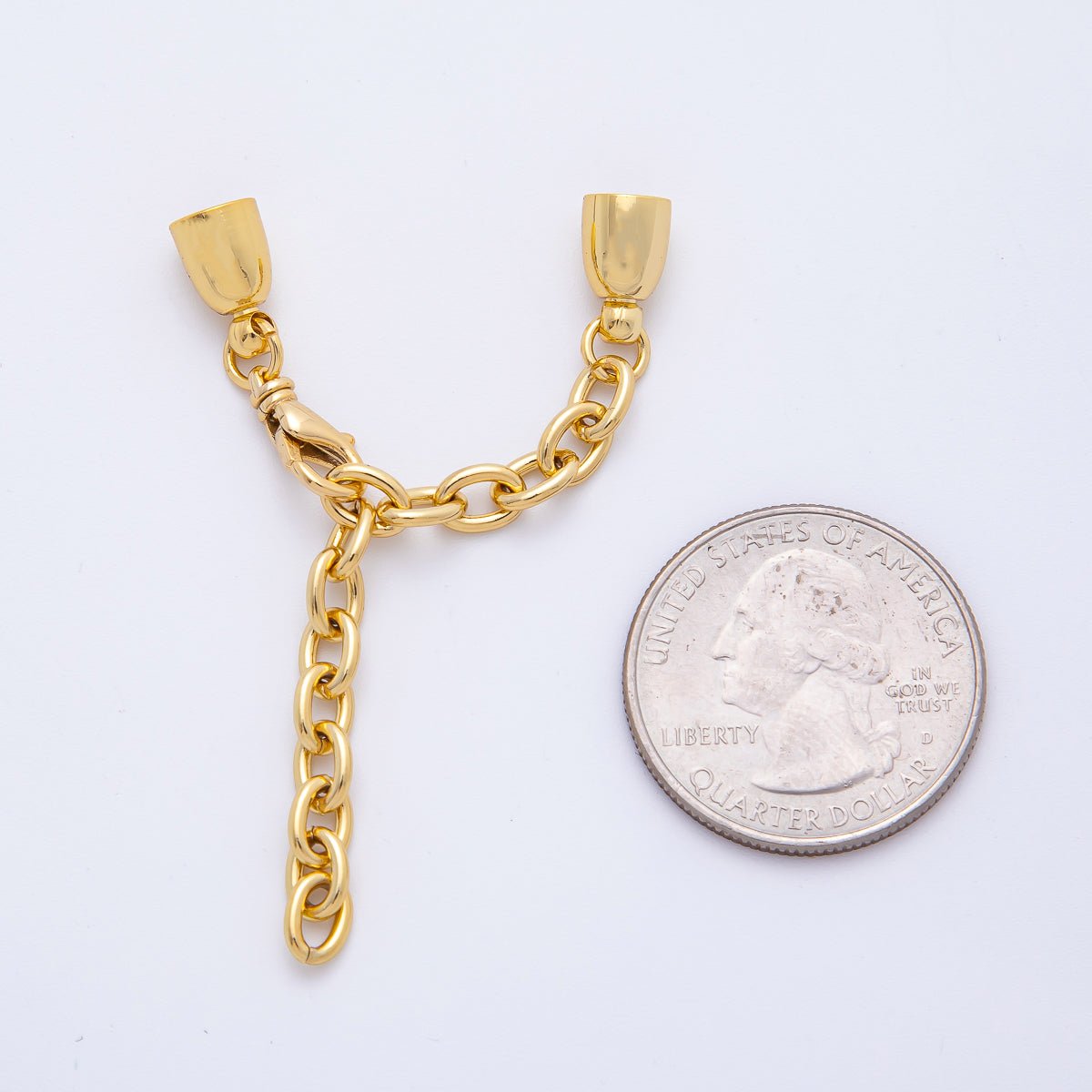 18K Gold Filled 38mm Chain Extender with Flat Dome Cap Clasp Cover Finding | Z1369