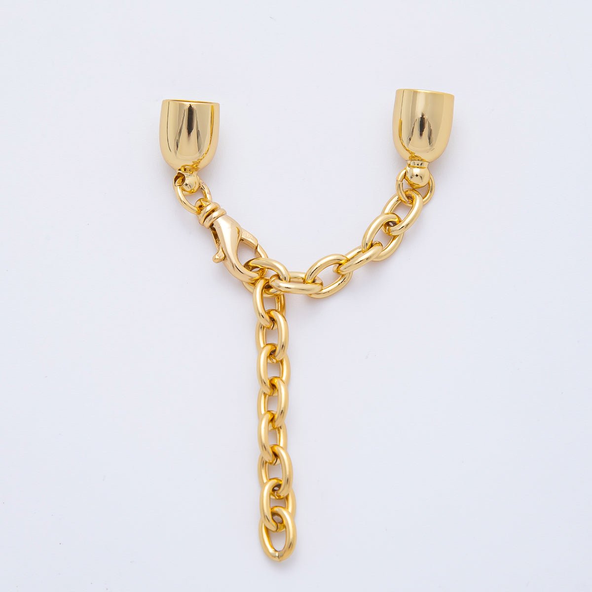 18K Gold Filled 38mm Chain Extender with Polished Dome Cap Clasp Cover Finding | Z1368