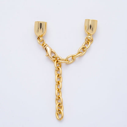 18K Gold Filled 38mm Chain Extender with Polished Dome Cap Clasp Cover Finding | Z1368