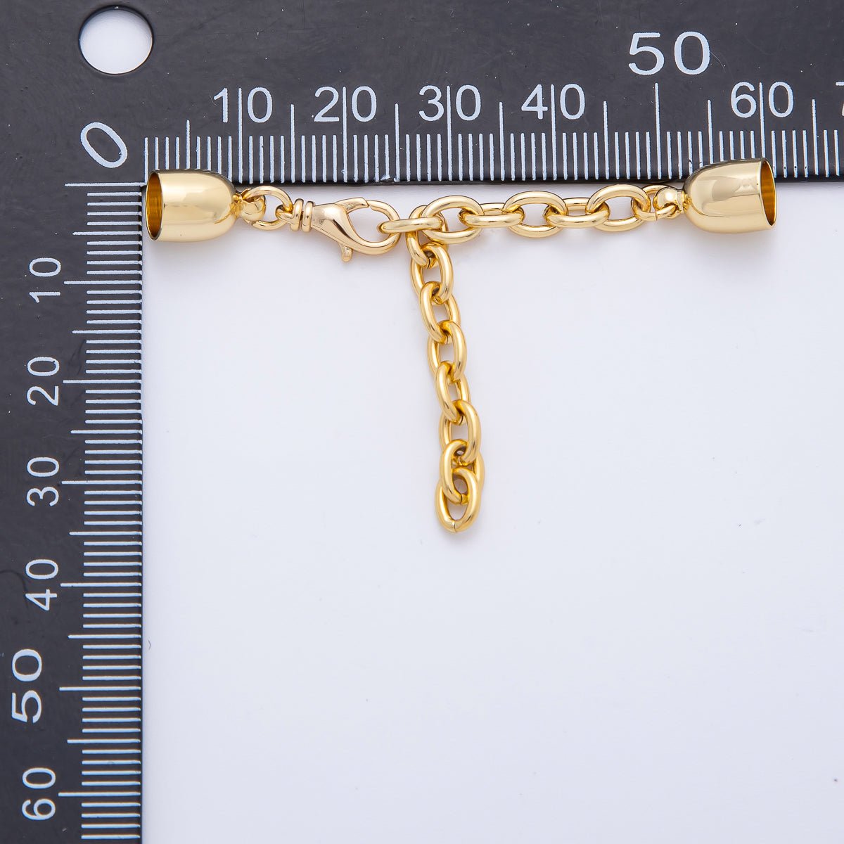 18K Gold Filled 38mm Chain Extender with Polished Dome Cap Clasp Cover Finding | Z1368