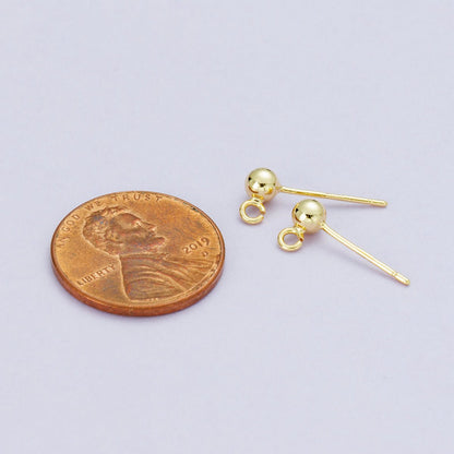 18K Gold Filled 3.8mm Minimalist Round Ball Open Loop Drop Stud Earrings | Findings-00111