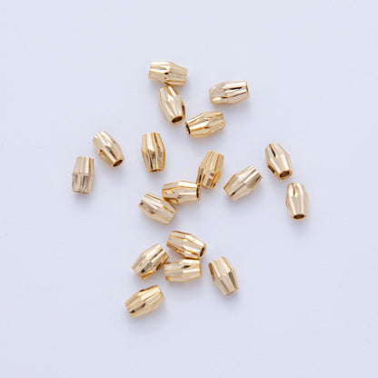 18K Gold Filled 3.8mm Multifaceted Edged Bead Spacer Set by 10 Pieces | B737