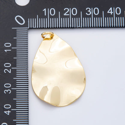18K Gold Filled 39.5mm Hammered Molten Teardrop Charm | N-A1504