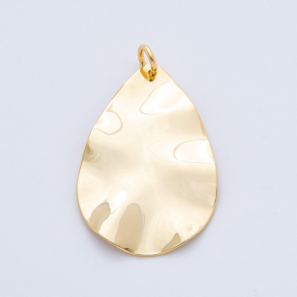 18K Gold Filled 39.5mm Hammered Molten Teardrop Charm | N-A1504