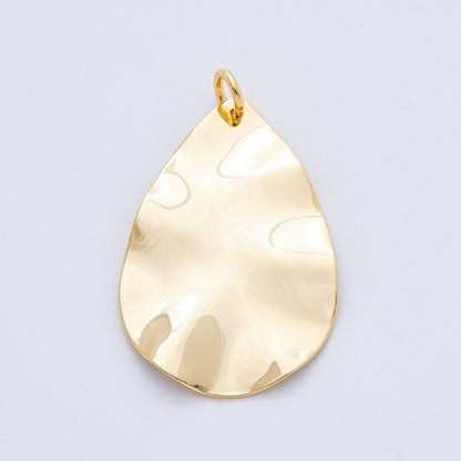 18K Gold Filled 39.5mm Hammered Molten Teardrop Charm | N-A1504