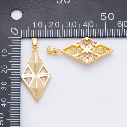 18K Gold Filled 39mm Triangle CZ Modern Rhombus Geometric Pendant | AF-A1121