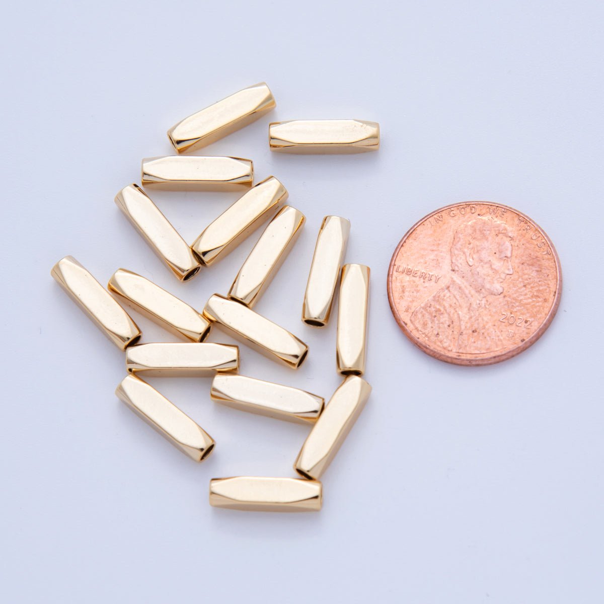18K Gold Filled 3mm Edged Cylinder Tube Mini Bead Spacer Set by 10 Pieces | B741